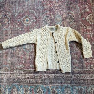 Aran Sweater Market Kids 6-7 Cable Knit 100% Merino Wool Cardigan Sweater